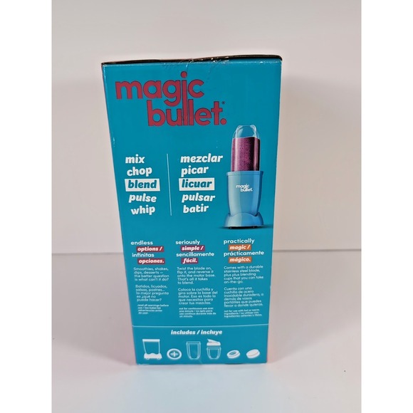 Magic Bullet Essential Personal Blender And To Go Cup Lid Glacier Blue New Box - Picture 2 of 7